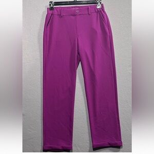 Happily Grey Women Fuchsia Retro Straight Leg Cuffed Pants Elastic Waist~ Size M